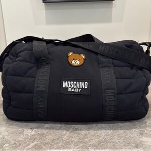 Moschino Black Duffel Bag with Teddy Bear Emblem